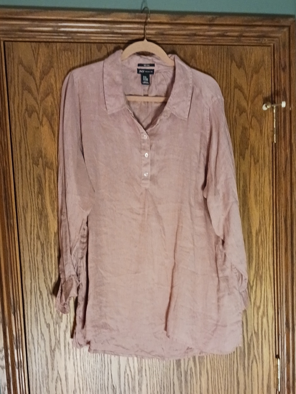 Women's JNY Jones New York 1/4 Button Pullover Linen Blouse